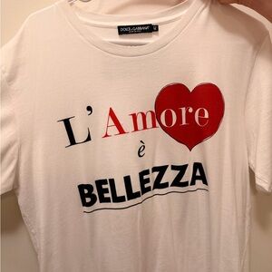 Dolce & Gabbana Cream T-Shirt with Red and Black Accents